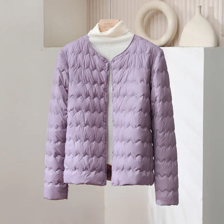Drune | Gepolsterte Regular Fit Daunenjacke - Kragenlose Knopfleiste Jacke