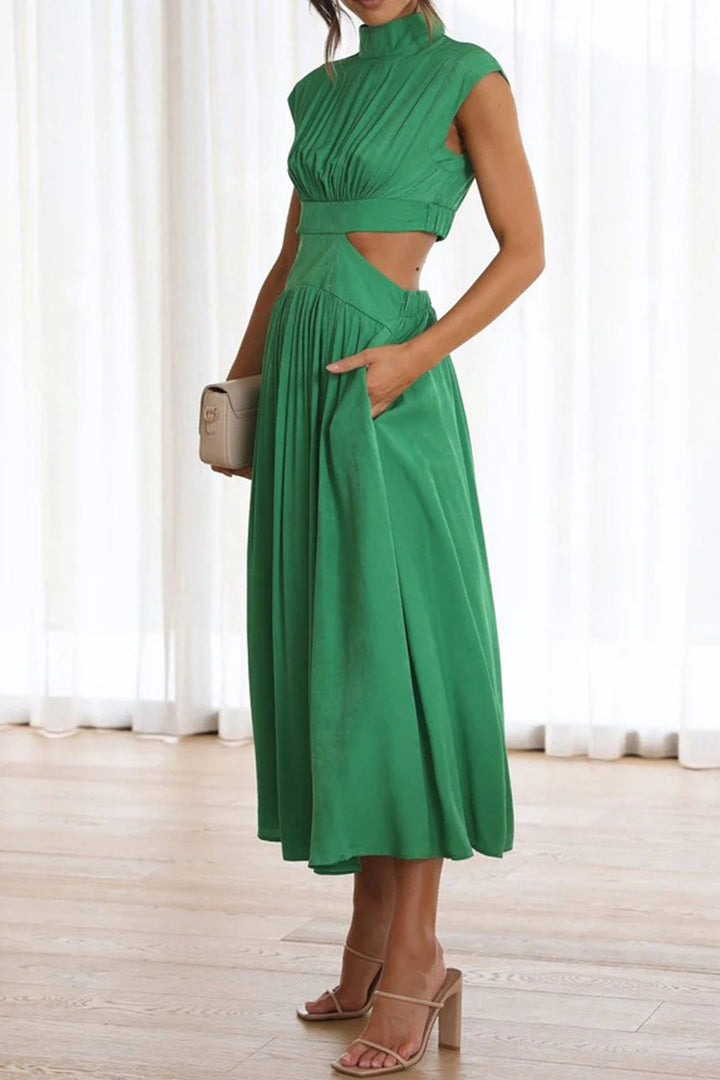 Drune | Mock Neck Cutout Midi Kleid