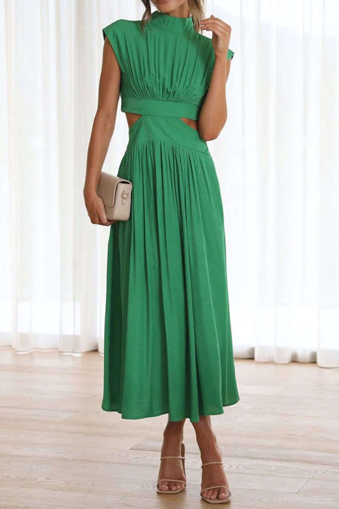 Drune | Mock Neck Cutout Midi Kleid