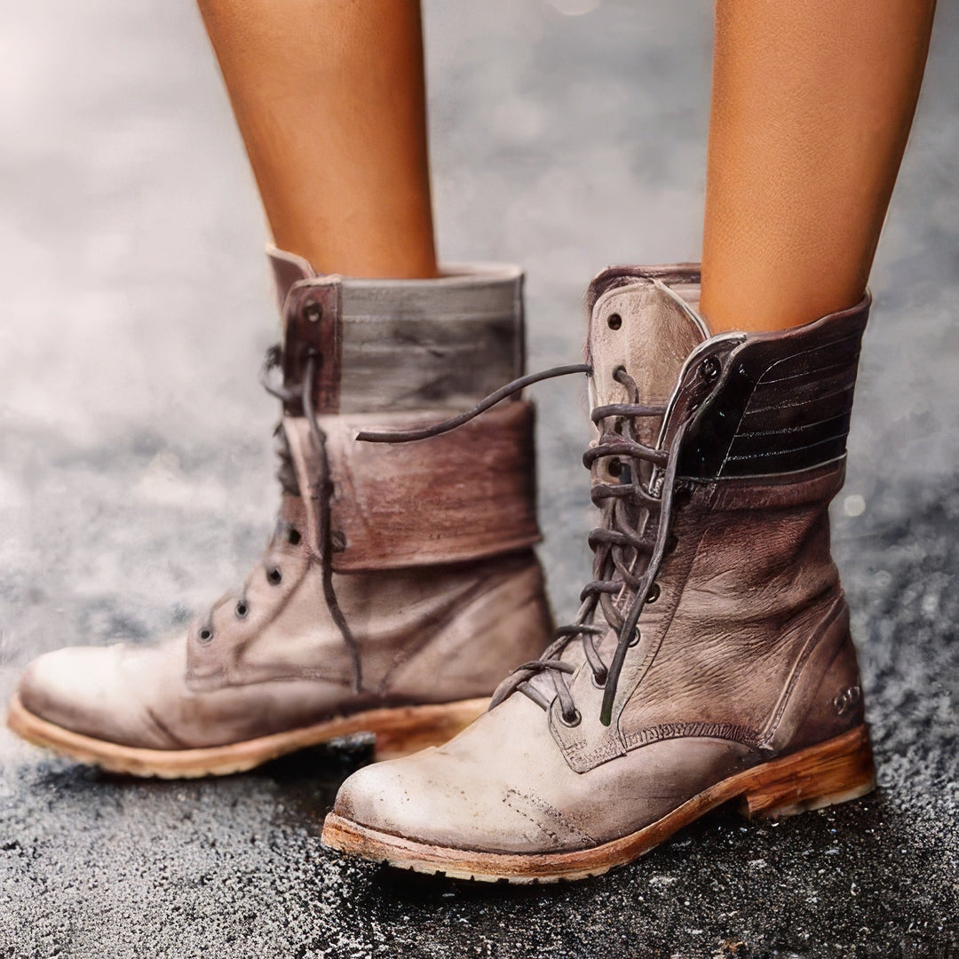 Drune | ModeParisienne Birgit - Zeitlose und Gemütliche Retro Lederstiefel