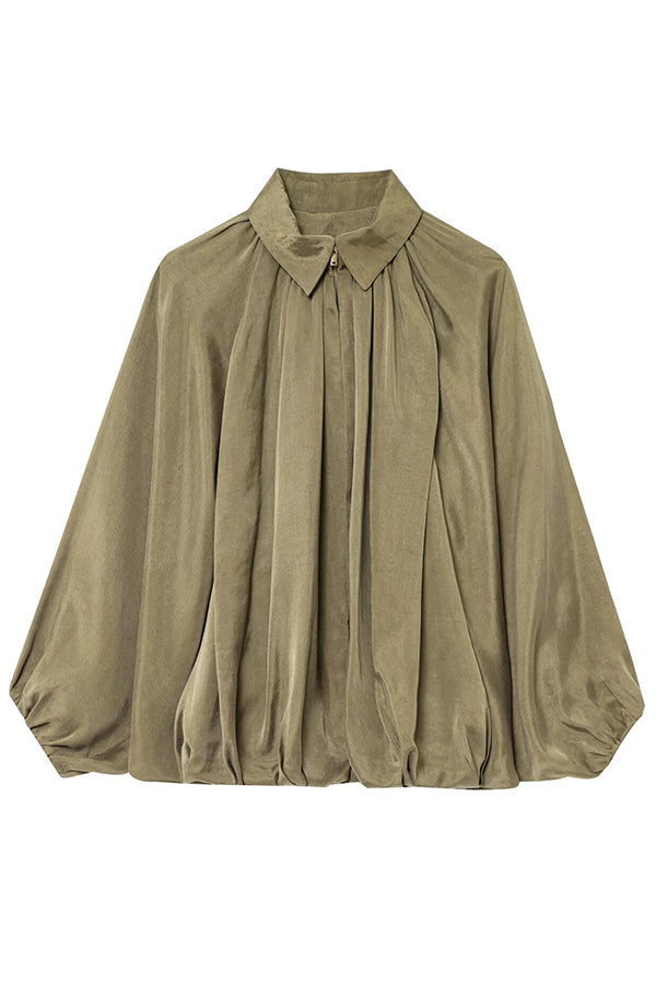 Drune | Damen Freizeitjacke mit Revers Langen Puffärmeln und Reißverschluss