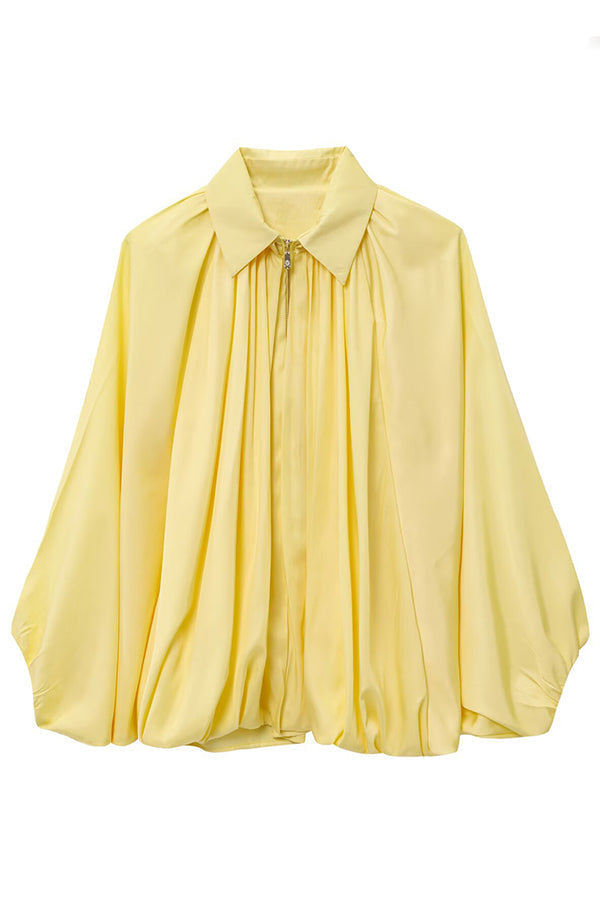 Drune | Damen Freizeitjacke mit Revers Langen Puffärmeln und Reißverschluss