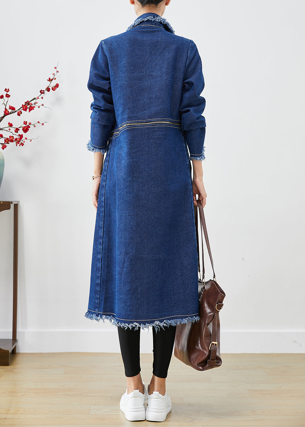 Drune | Blaue Reißverschluss Trenchcoats zum Tragen von beiden Seiten aus Denim