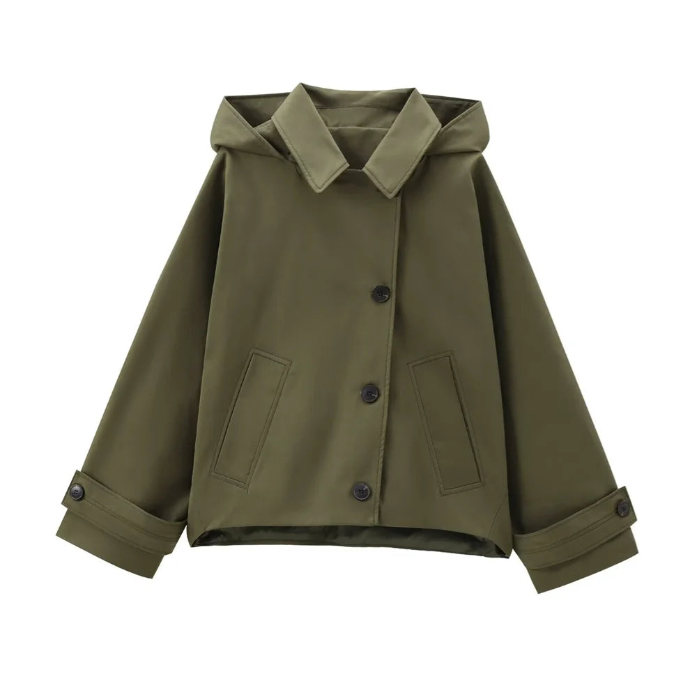 Drune | Trenchcoat Damen mit Kapuze