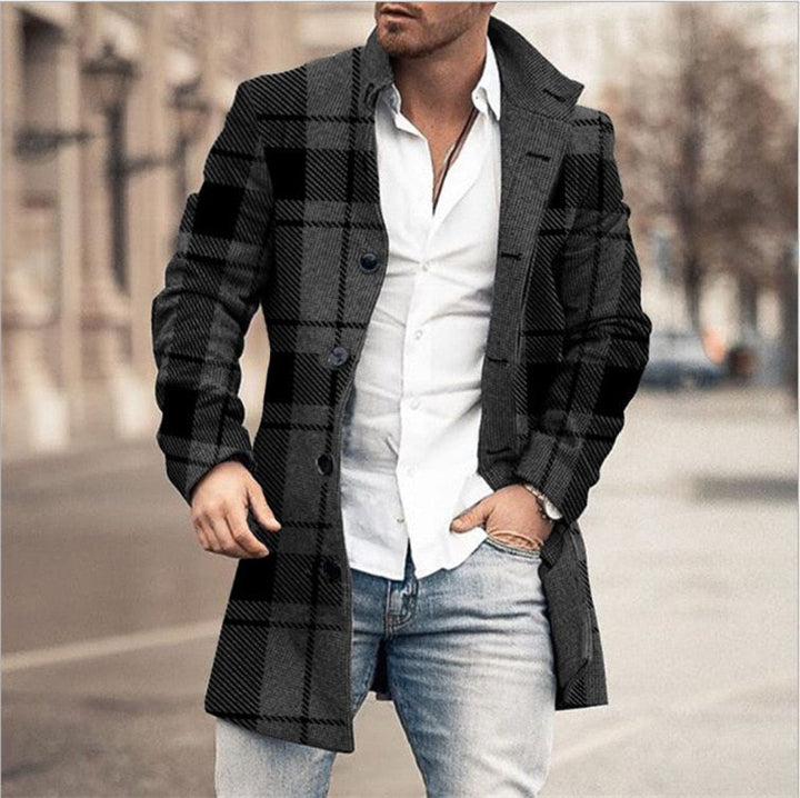 Drune | Herren Wollmantel mit Karomuster und klarer Silhouette