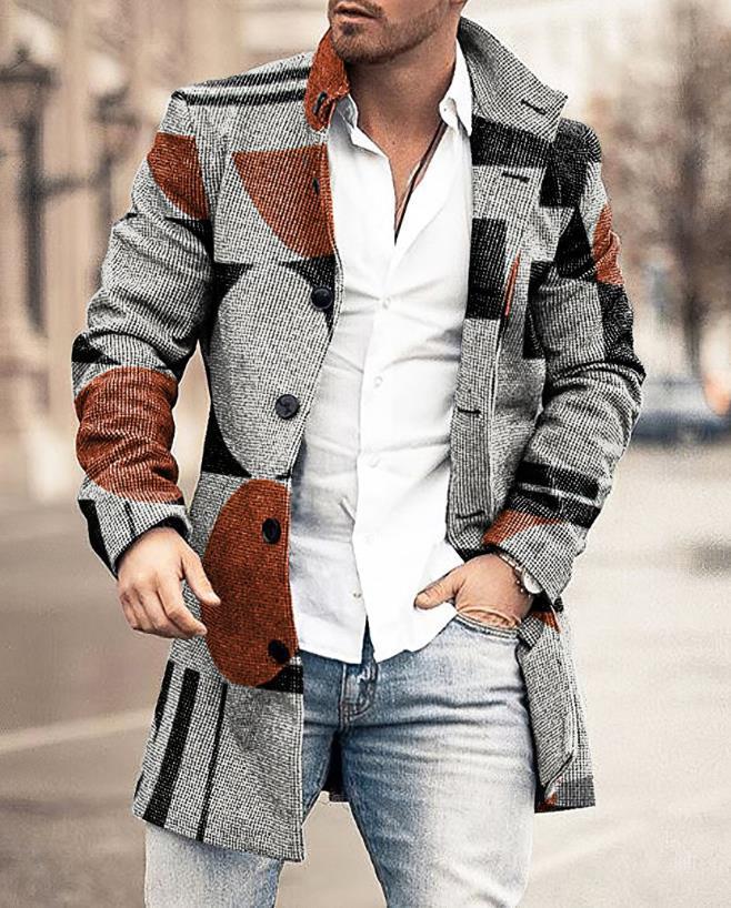 Drune | Herren Wollmantel mit Karomuster und klarer Silhouette