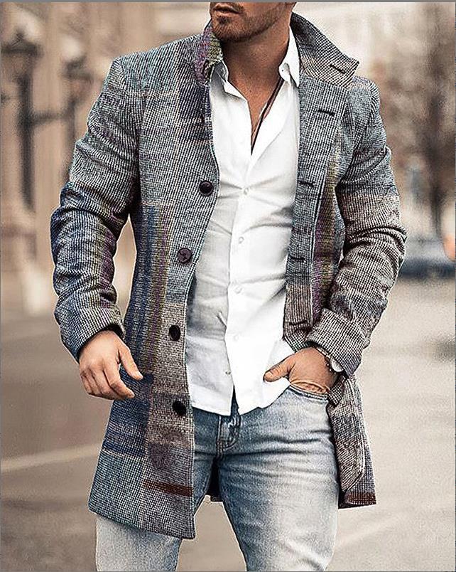 Drune | Herren Wollmantel mit Karomuster und klarer Silhouette