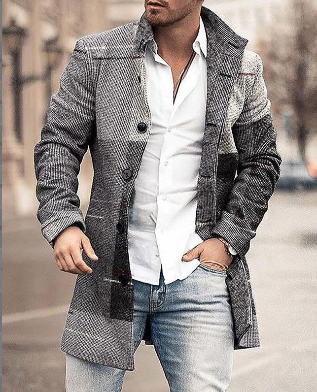 Drune | Herren Wollmantel mit Karomuster und klarer Silhouette