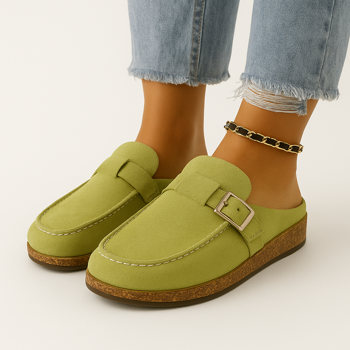 Mules - Damen Slip-On Wildleder Clogs Hausschuhe Drune