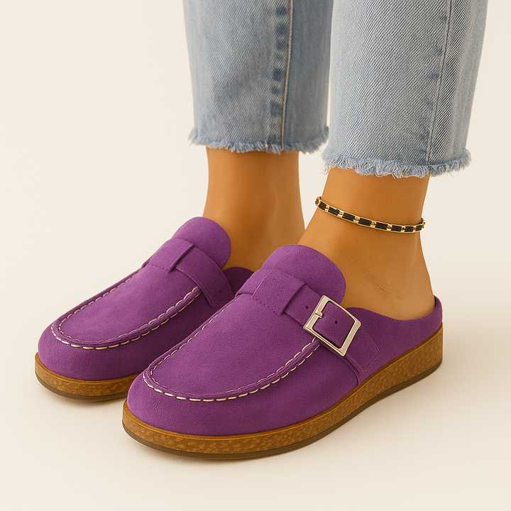 Mules - Damen Slip-On Wildleder Clogs Hausschuhe Drune