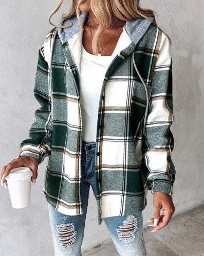 Drune | Frauen Karo-Jacke mit Kapuze