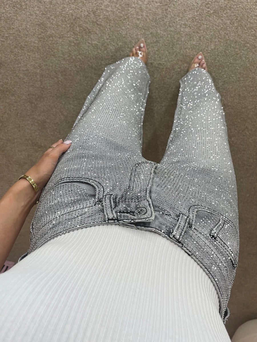 Drune | Jeans Mit Hoher Taille Und Diamant Details