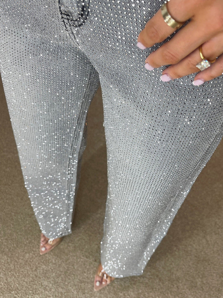Drune | Jeans Mit Hoher Taille Und Diamant Details
