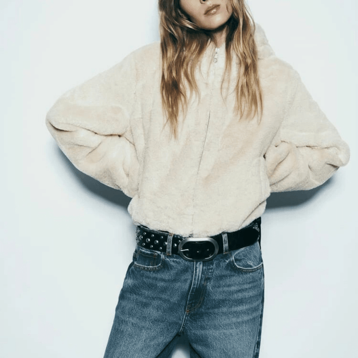 Drune | Damen elegante Kunstpelz Winterjacke