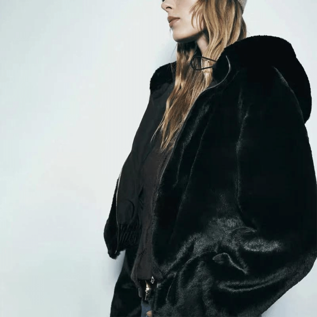 Drune | Damen elegante Kunstpelz Winterjacke