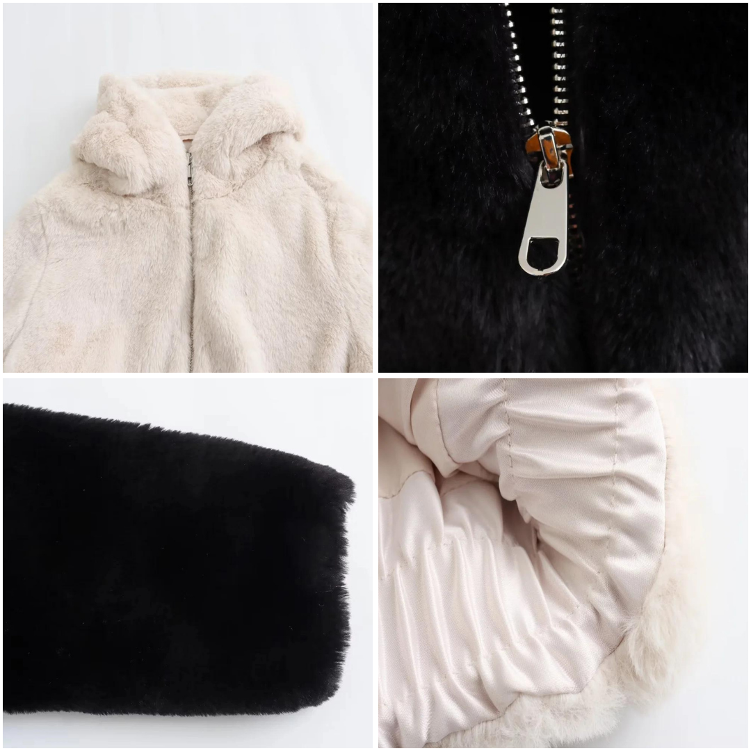 Drune | Damen elegante Kunstpelz Winterjacke
