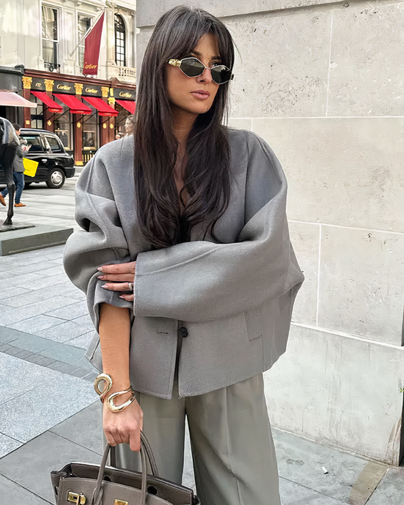 Drune - Damen oversized cropped Jacke mit weit geschnittenen Hosen