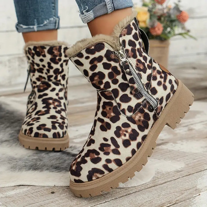 Drune | Damen Plüschgefütterte Stiefel mit Seitenreißverschluss – Gemütliche Winterkurzstiefel