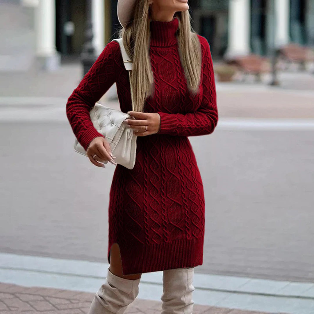 Drune | Strickrollkragenkleid mit langen Ärmeln