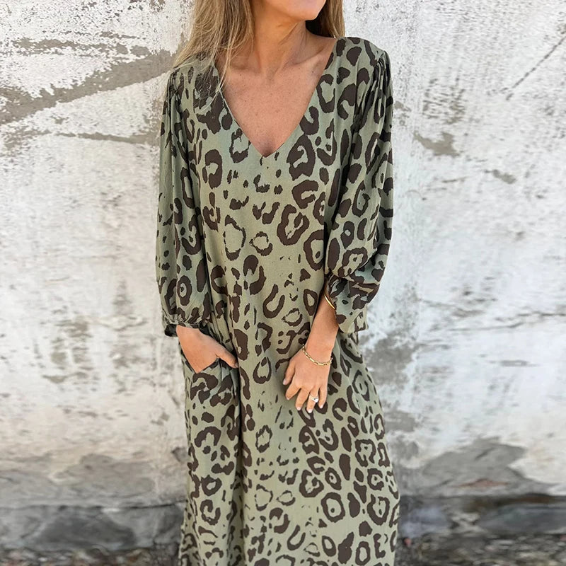Drune | Vintage-Eleganz Leopard Kleid für Damen