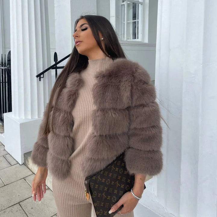 Drune | Jacke Stilvolle Kurze Fur Mantel Pelzjacke Damen