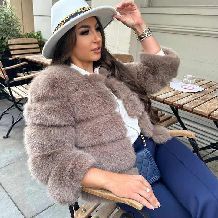 Drune | Jacke Stilvolle Kurze Fur Mantel Pelzjacke Damen