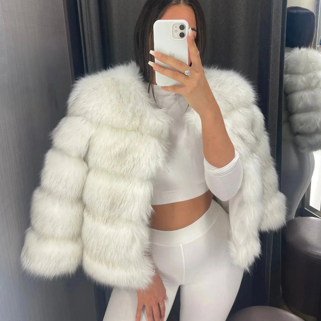 Drune | Jacke Stilvolle Kurze Fur Mantel Pelzjacke Damen