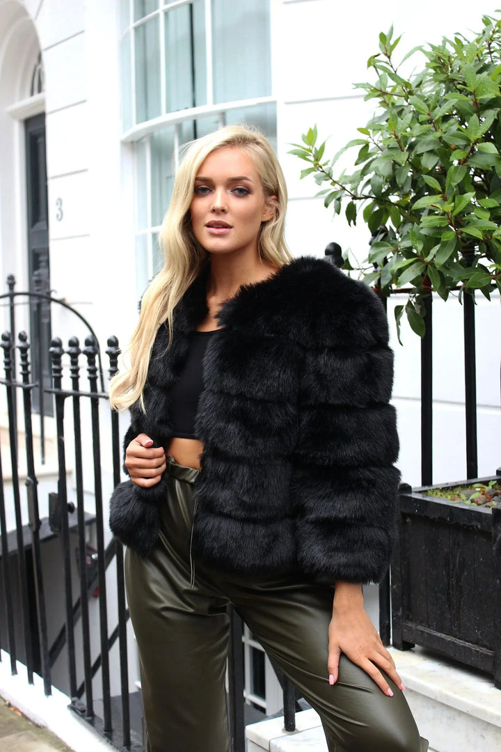 Drune | Jacke Stilvolle Kurze Fur Mantel Pelzjacke Damen