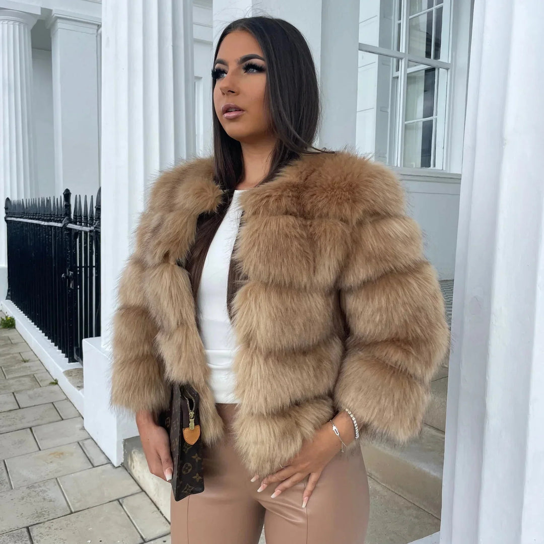 Drune | Jacke Stilvolle Kurze Fur Mantel Pelzjacke Damen