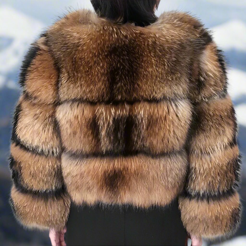 Drune | Kurz Flauschig Felljacke Winterjacke für Damen
