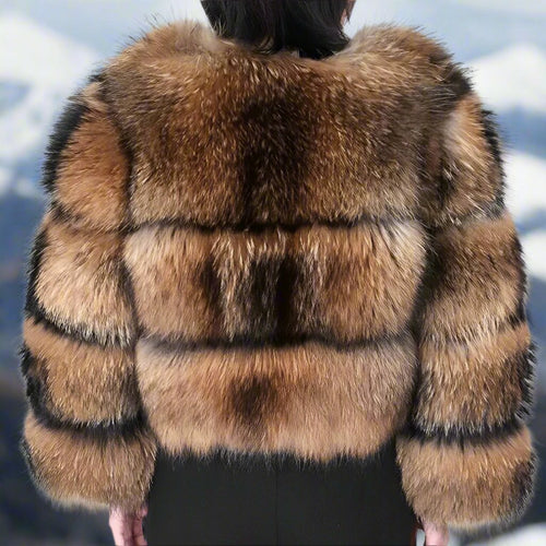 Drune | Kurz Flauschig Felljacke Winterjacke für Damen
