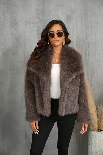 Drune | Jacken Kurz Flauschig Pelzjacke Winterjacke für Damen