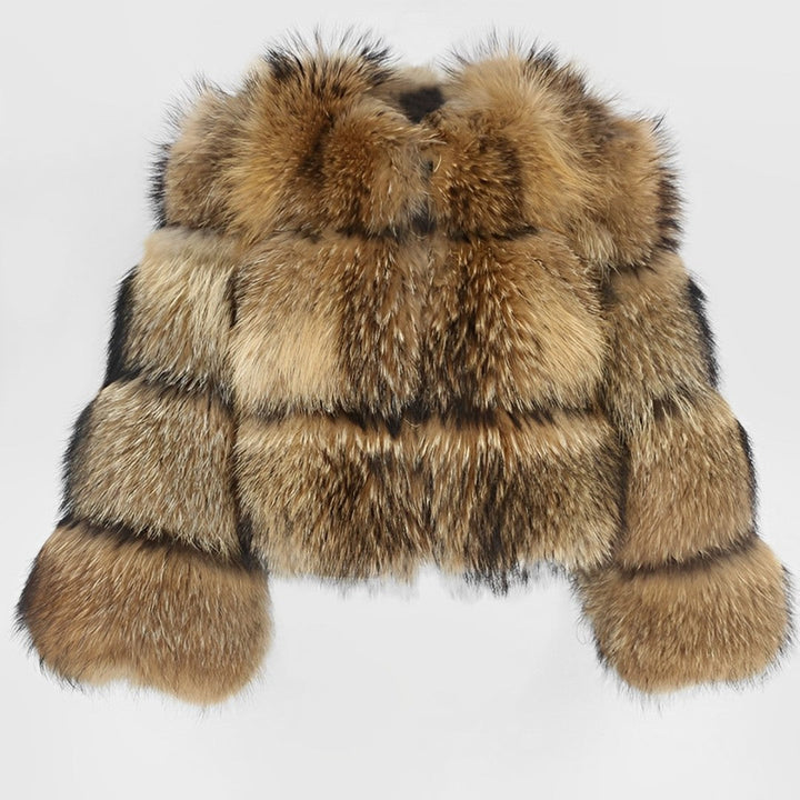 Drune | Kurz Flauschig Felljacke Winterjacke für Damen