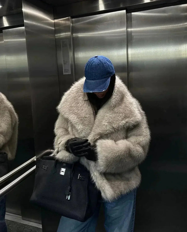 Drune | Jacken Kurz Flauschig Pelzjacke Winterjacke für Damen