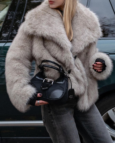 Drune | Jacke Flauschig Kurz Fur Jacke Winterjacke für Damen