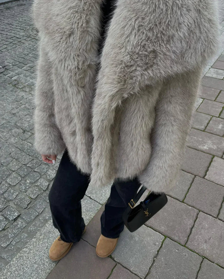 Drune | Jacke Flauschig Kurz Fur Jacke Winterjacke für Damen