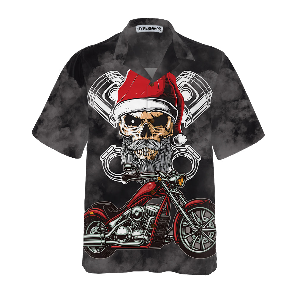 Drune | Unterschätze niemals einen alten Mann mit einem Motorrad Weihnachts Hawaiian-Shirt, bestes Motorradgeschenk zu Weihnachten