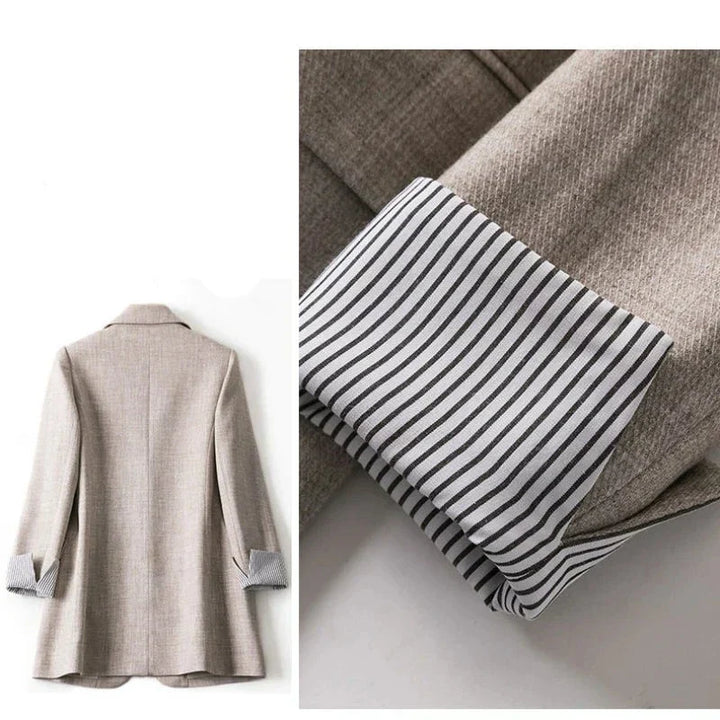 Trendiger Patchwork-Blazer mit lockerer Passform, Ein-Knopf-Verschluss und minimalistischem Design