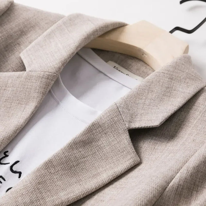 Trendiger Patchwork-Blazer mit lockerer Passform, Ein-Knopf-Verschluss und minimalistischem Design