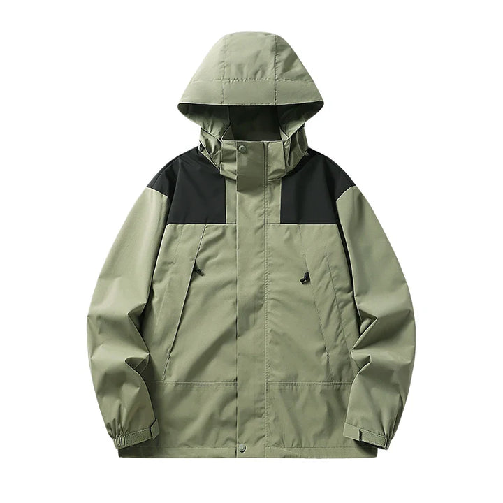 Drune - Unisex Outdoor winddichte und wasserdichte Kapuzenjacken mit langen Ärmeln und farblich passendem Reißverschluss