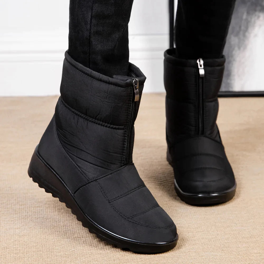 Drune | Wasserdichte Schnee Stiefel Mit Vorderem Reißverschluss Für Damen - Ideal für Winter