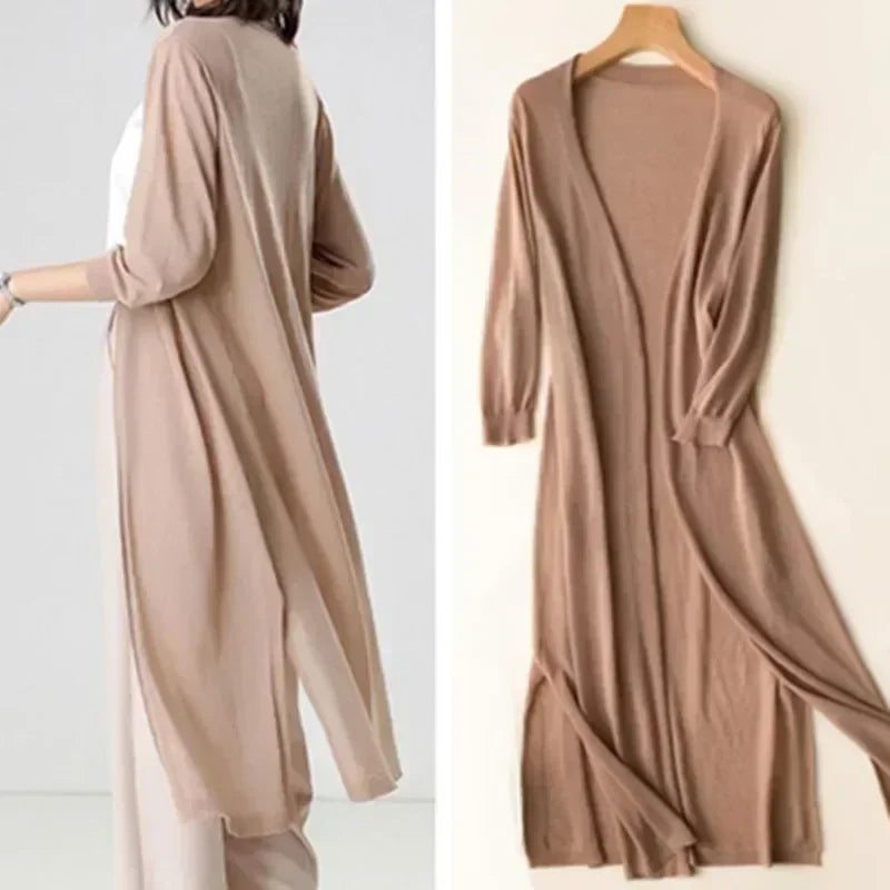 Drune | Lange Offene Front Strickjacke