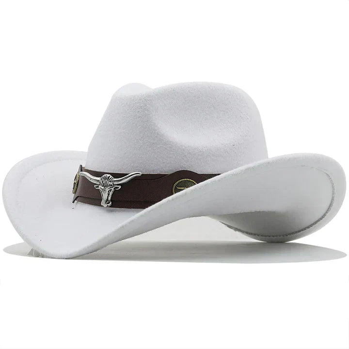 Drune - Western-Stil Filzhut mit Stier-Schnallenband