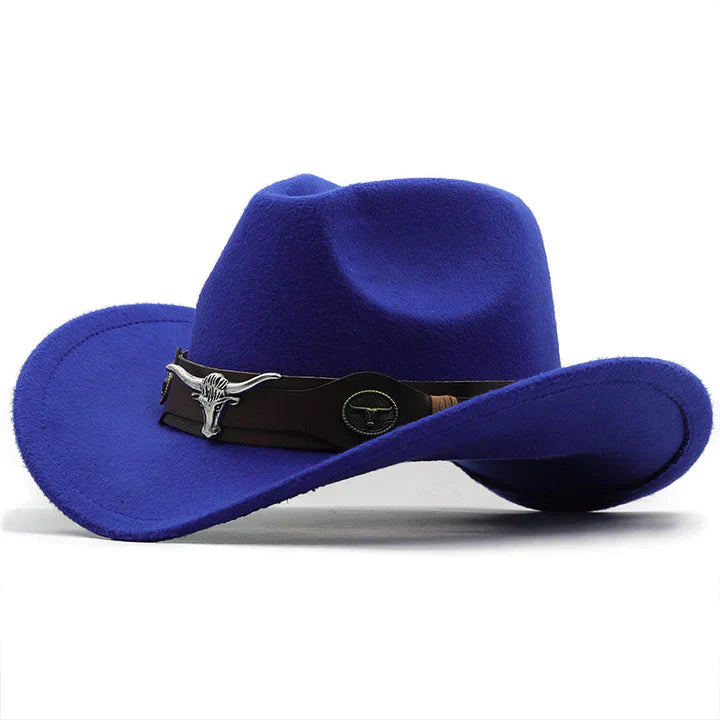 Drune - Western-Stil Filzhut mit Stier-Schnallenband