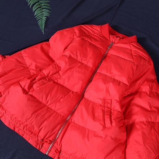 Drune | lässige Damen Parka Jacken rot Stehkragen Rüschen warmer Wintermantel