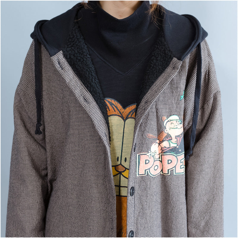 Drune | khaki Druck Frauen Parka lässig mit Kapuze warm Wintermantel feine dicke Wintermäntel