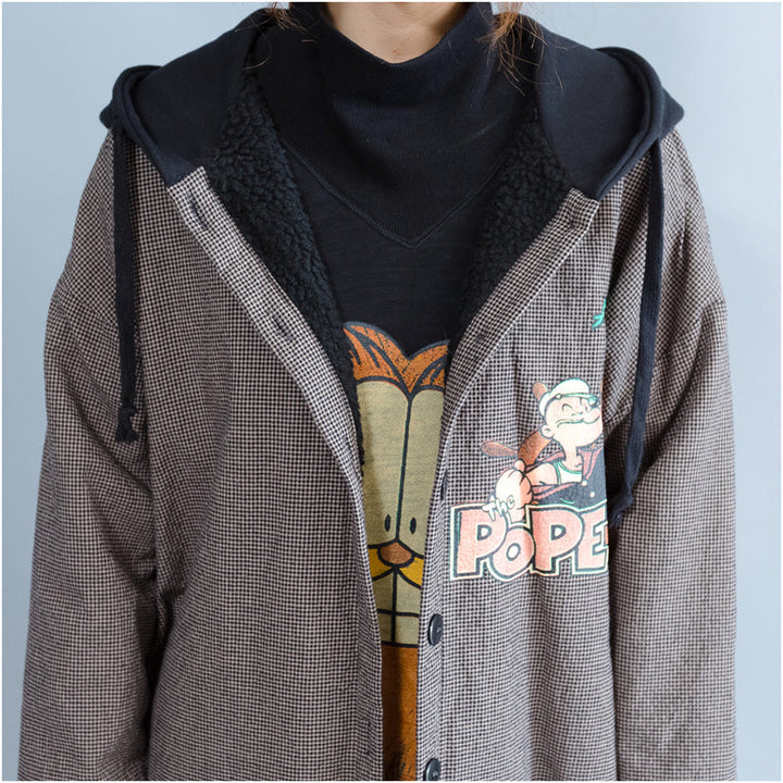 Drune | khaki Druck Frauen Parka lässig mit Kapuze warm Wintermantel feine dicke Wintermäntel