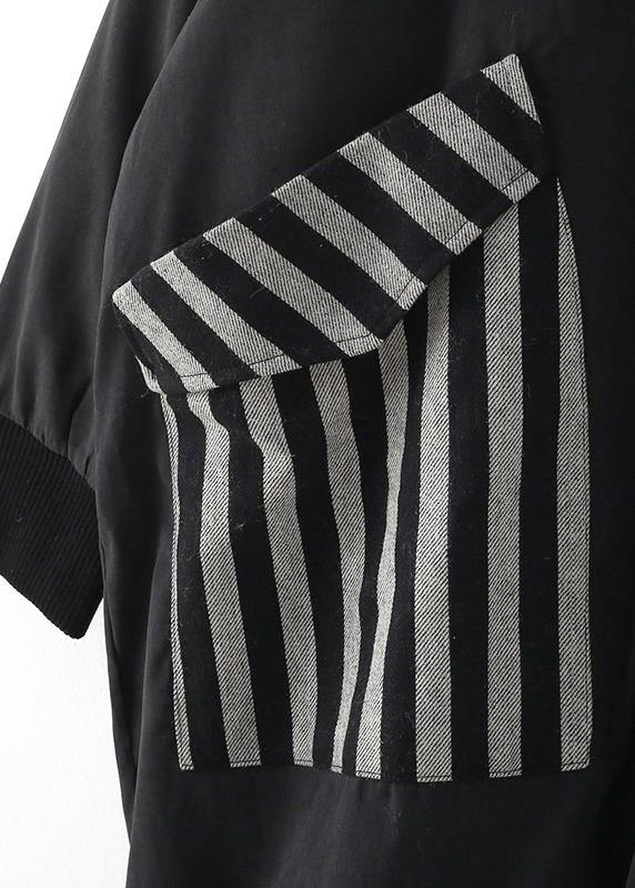Drune | Plus-Size-Mäntel Winter Oberbekleidung schwarz O-Ausschnitt Taschen Mantel