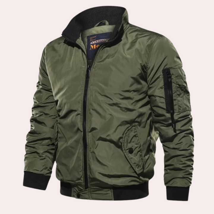 Drune | Herren Bomberjacke - Voller Reißverschluss mit Rippdetails