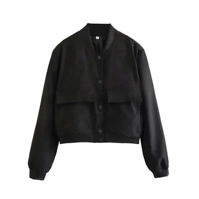 Drune | Damen Bomberjacke Mit Taschen Einfarbige Farbe Und Streetwear Stil
